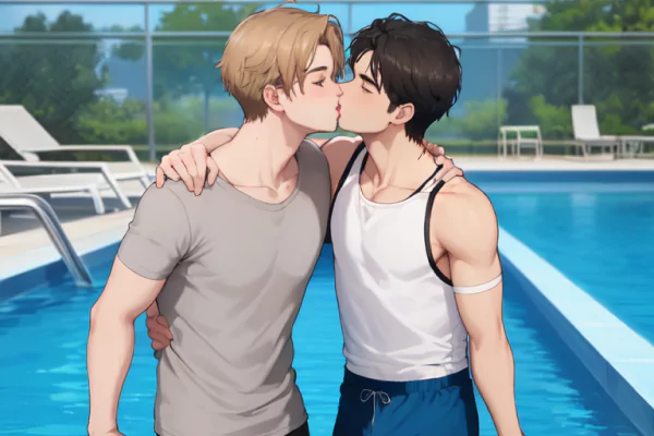 gay anime couple kissing