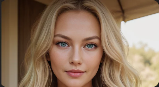 beautiful AI girlfriend with blue eyes